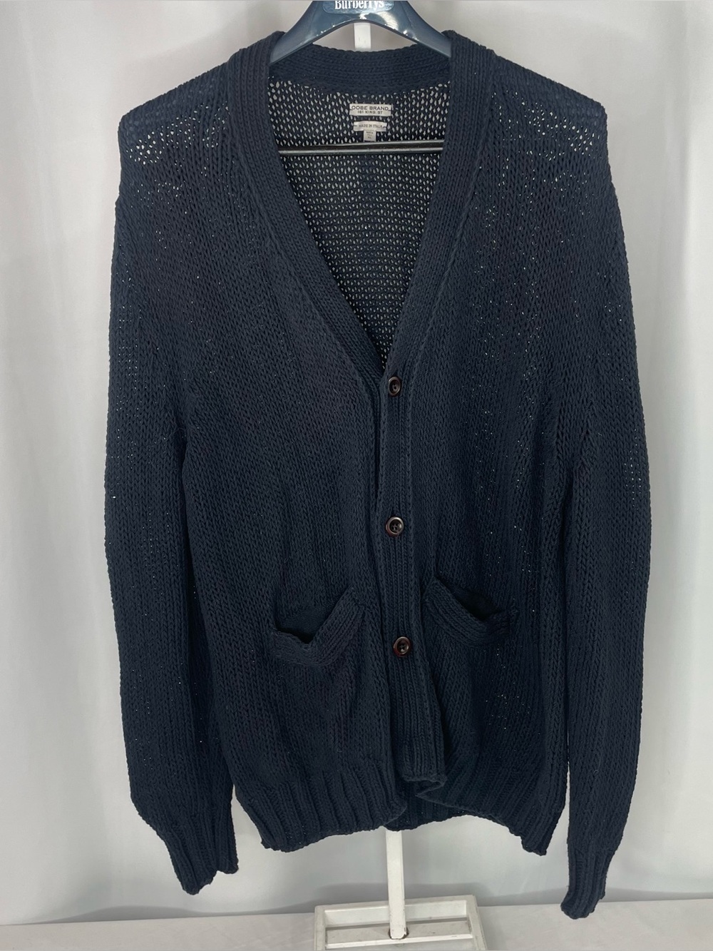 OOBE Sanford Cardigan XL navy/black Cotton Linen Made Italy